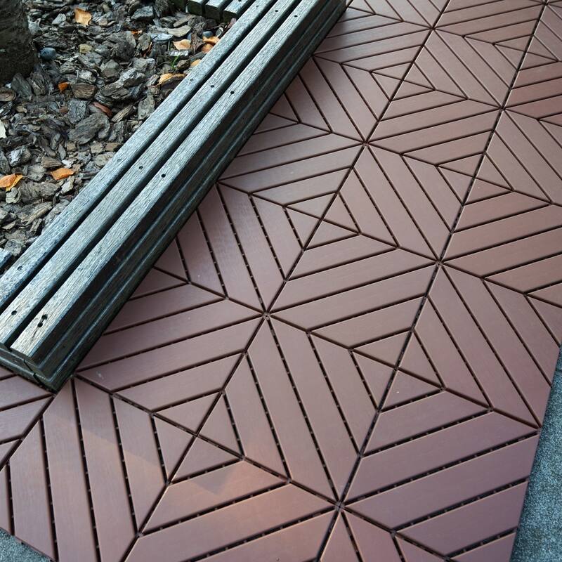 Plastic Interlocking Deck Tiles 44 Pack Patio Deck Tiles - Brown