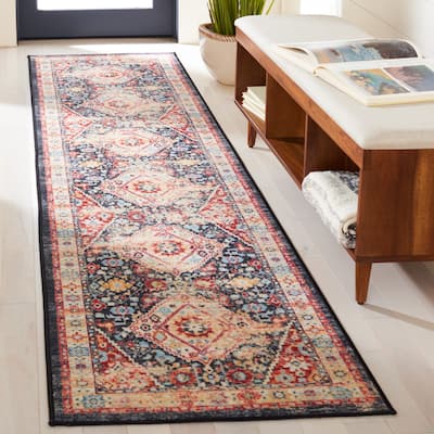 SAFAVIEH Riviera Machine Washable Slip Resistant Vertie Oriental Rug - 2'2" x 9' Runner