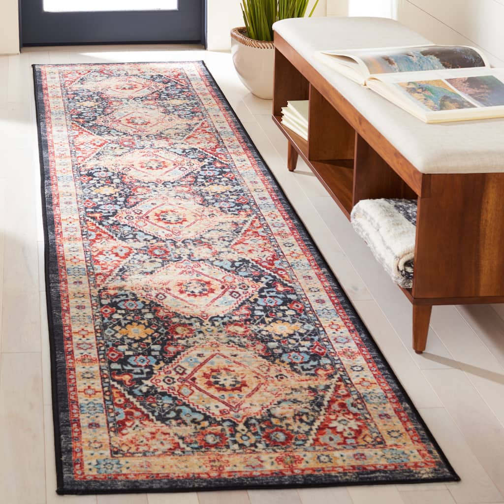 SAFAVIEH Riviera Machine Washable Slip Resistant Vertie Oriental Rug - 2'2" x 9' Runner