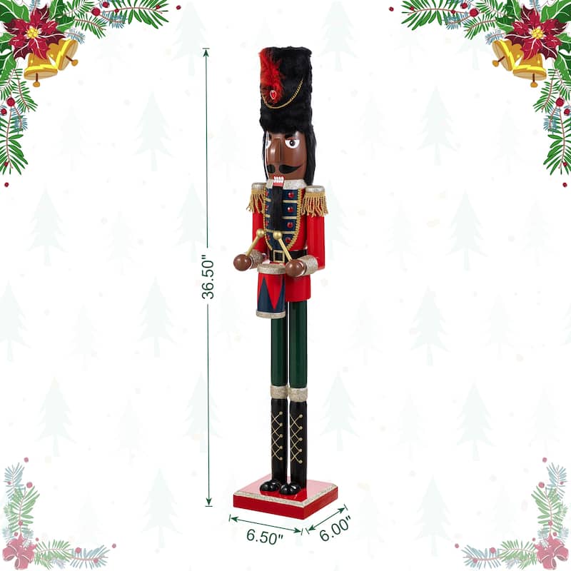 Glitzhome Wooden Christmas African King Soldier Nutcracker