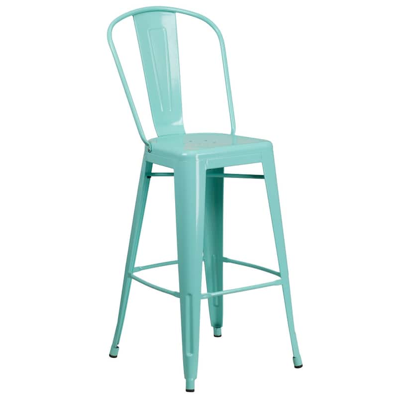 4 Pack 30" High Metal Indoor-Outdoor Barstool with Back - Kitchen Furniture