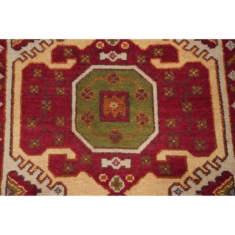 Hand Knotted Oriental 100% Wool Carpet Traditional Medallion Yellow & Gold Kazak Area Rug - 5' 9'' X 4' 0''