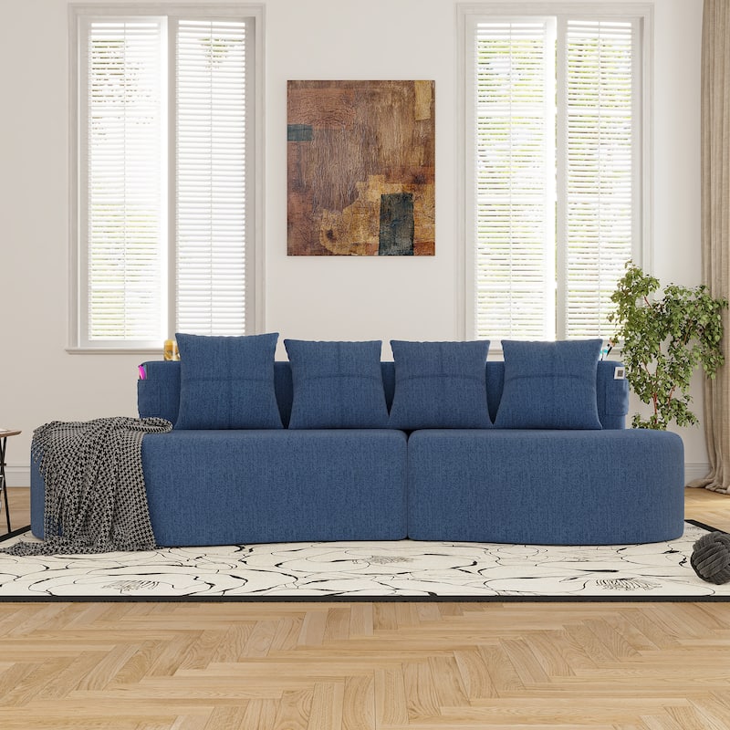 Modern Curved Sectional 3 Seat Minimalist Elegant Half Moon Sofa Compressed Modular Sectional Sofa for Living Room, Office