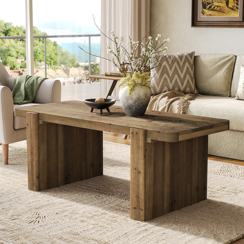 Solid Wood Farmhouse Coffee Table for Living Room