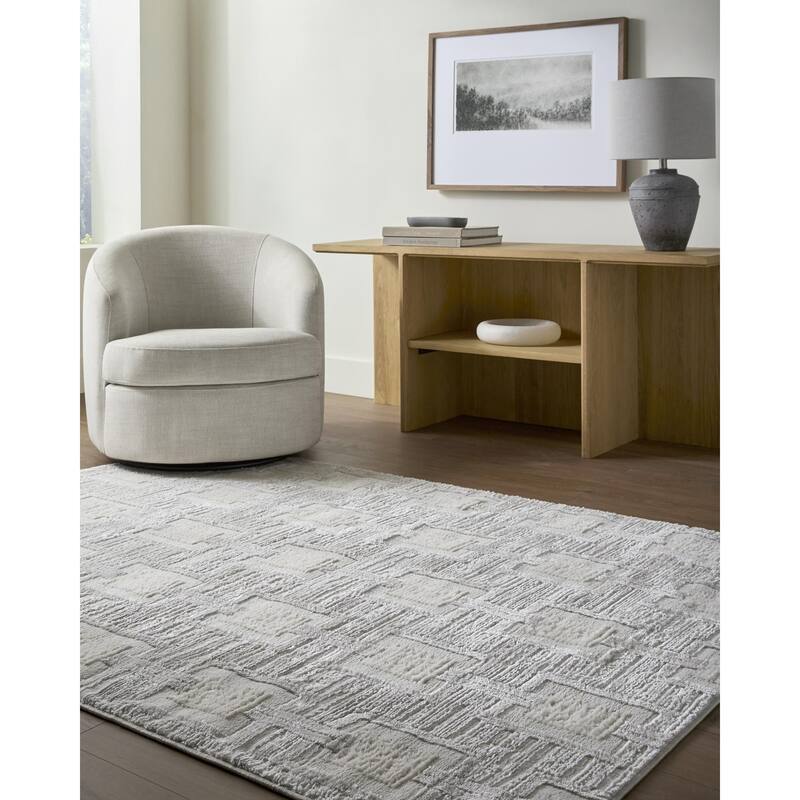 Livabliss Wolly Modern Area Rug - Grey/Cream - 7'10" x 10'