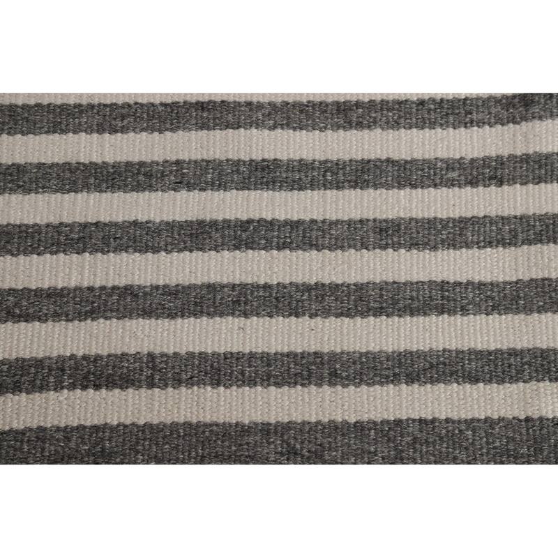 Striped Gray Kilim Durrie Oriental Area Rug Cotton Carpet - 8'3" x 11'7"