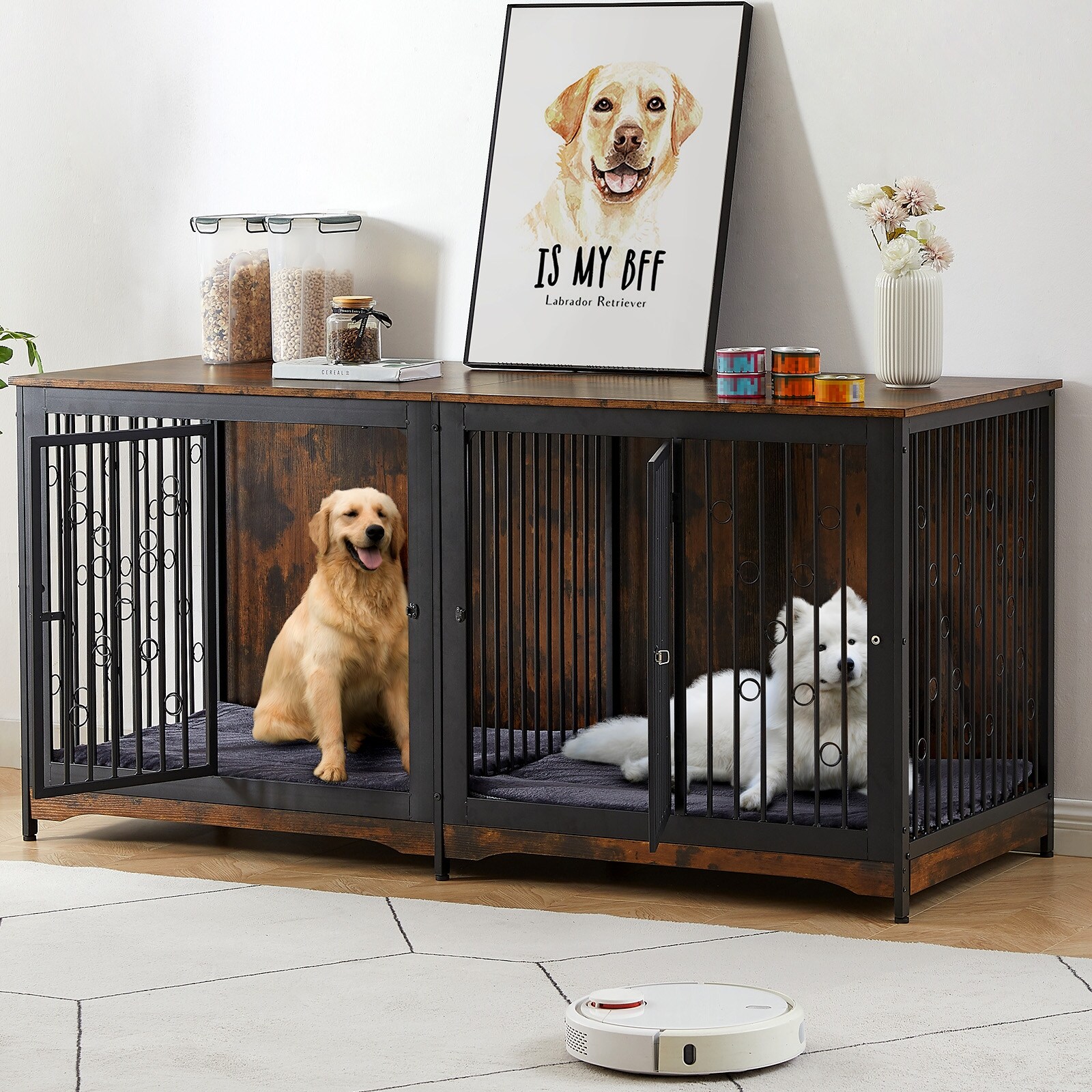 70.86 Dog Crate Furniture Large Breed TV Stand with Cushion Double Rooms Bed Bath Beyond 40923569