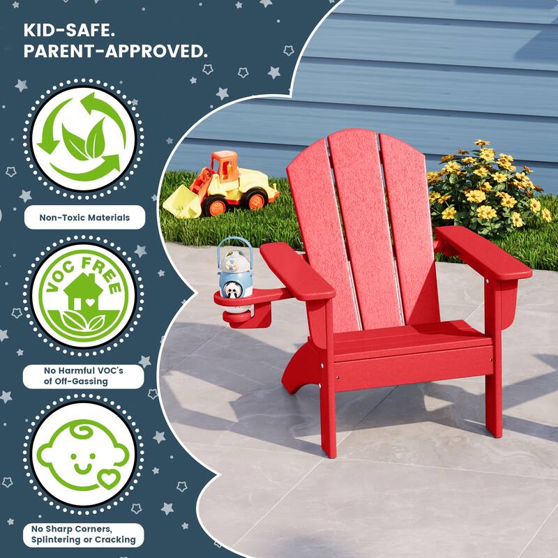 Laguna Kids Outdoor Poly Adirondack Chair with Cup Holder (Set of 2)