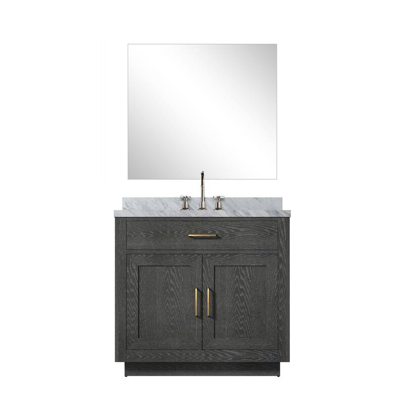 Abbey Bath Vanity with Carrara Marble Top, Sink, Mirror and Faucet
