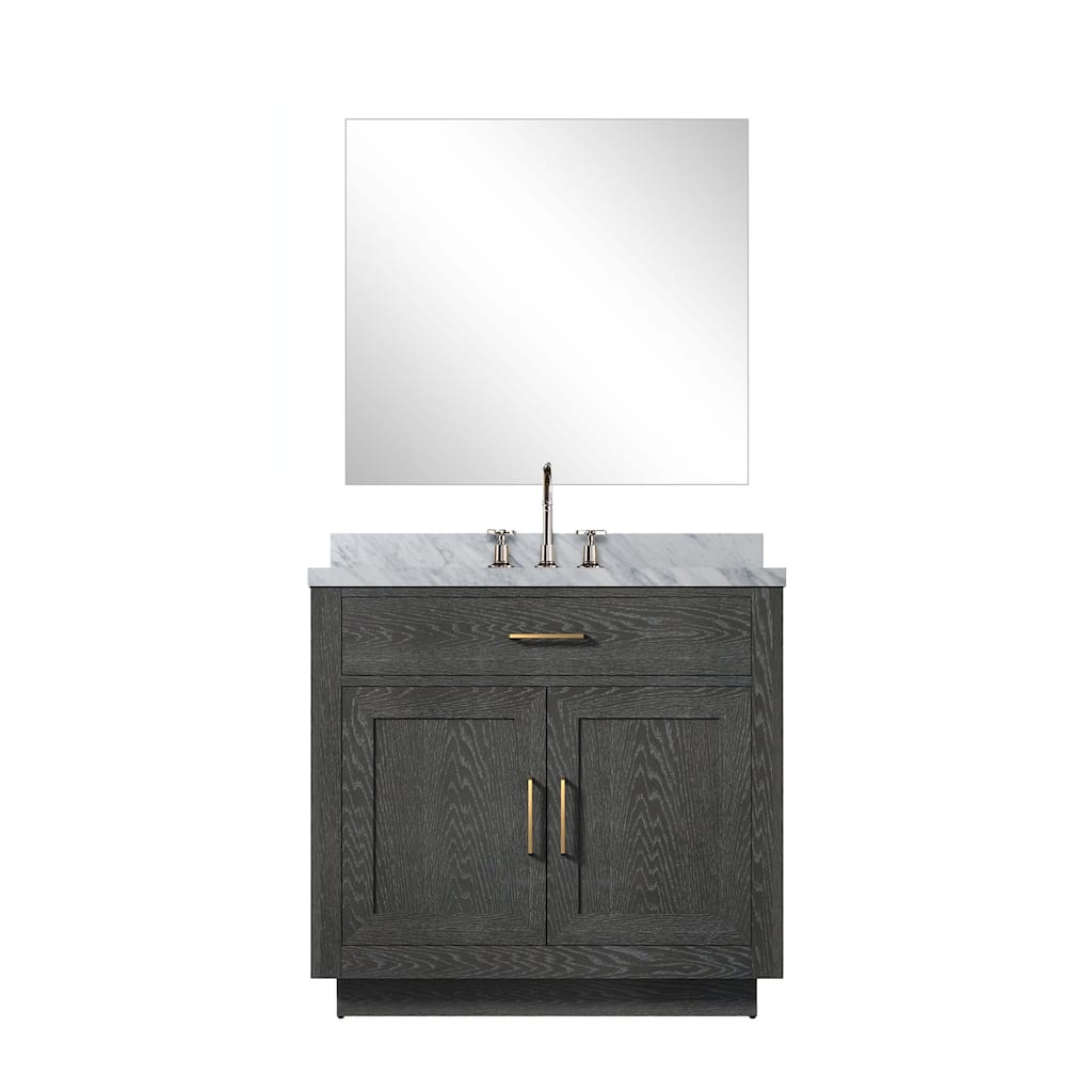 Abbey Bath Vanity with Carrara Marble Top, Sink, Mirror and Faucet