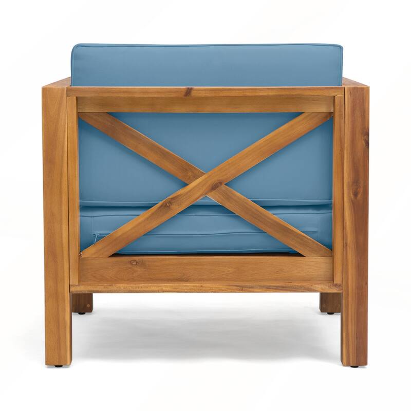 Mid Century Modern Acacia Wood Patio Club Chair