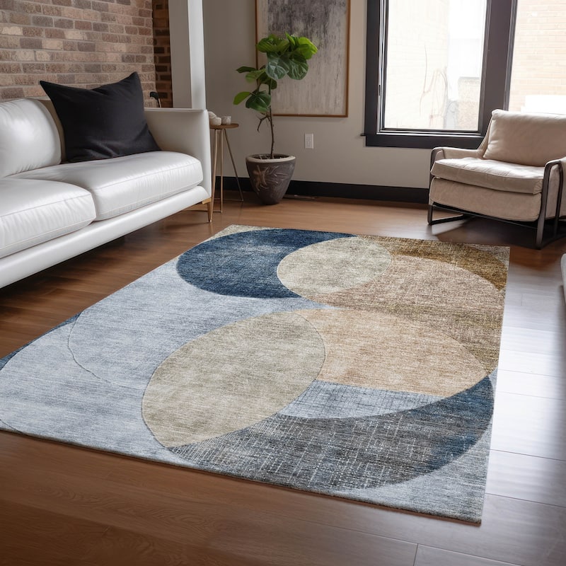 Machine Washable Indoor/ Outdoor Contemporary Deco Chantille Rug - Sky - 3' x 5'