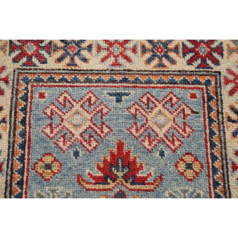 Light Blue Kazak Foyer Rug Handmade Wool Carpet - 2'1" x 3'1"