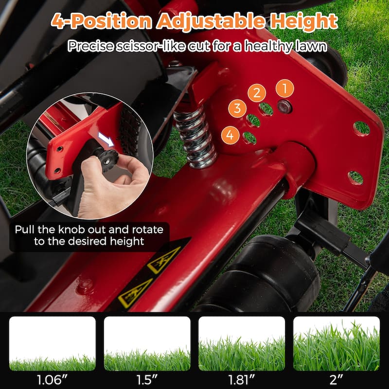 Gymax 14'' Manual Reel Mower w/ 5-Blade 6.6 Gallon Removable Grass