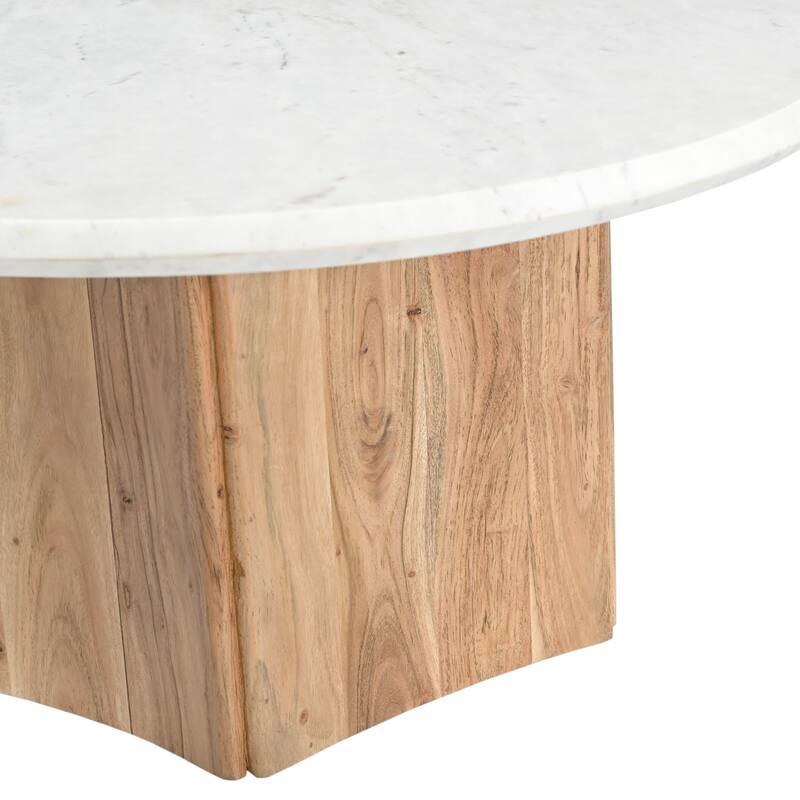 Dillinger Modern White Marble & Mango Wood Coffee Table