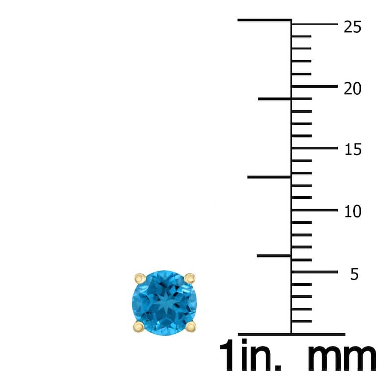 Marquee 14K Yellow Gold 5MM Round Blue Topaz Earrings