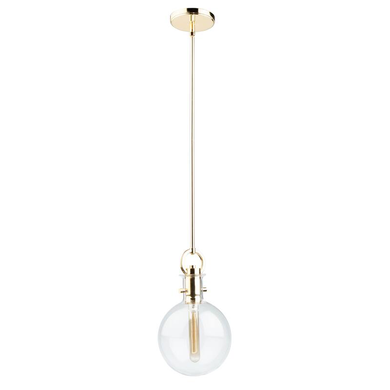 Single Round Glass Pendant (Polished Brass) - Polished Brass
