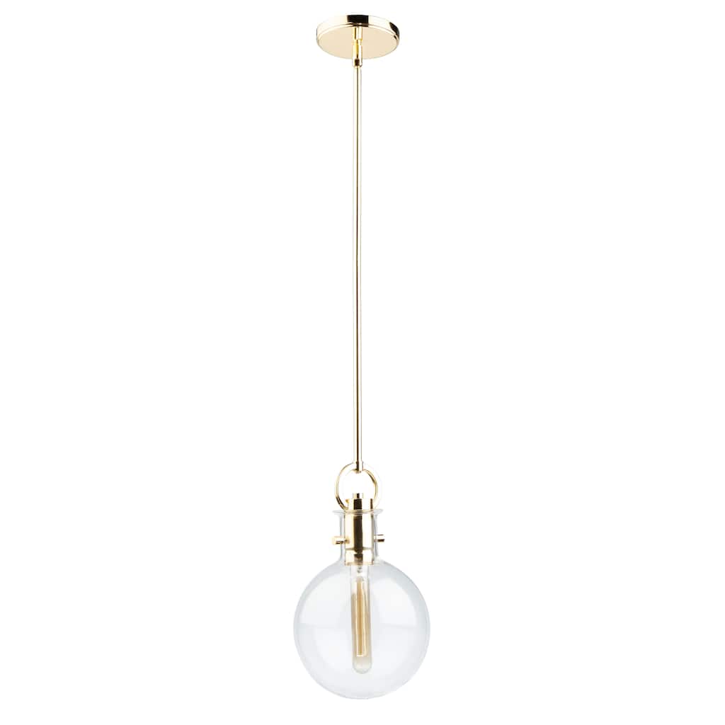 Single Round Glass Pendant (Polished Brass) - Polished Brass