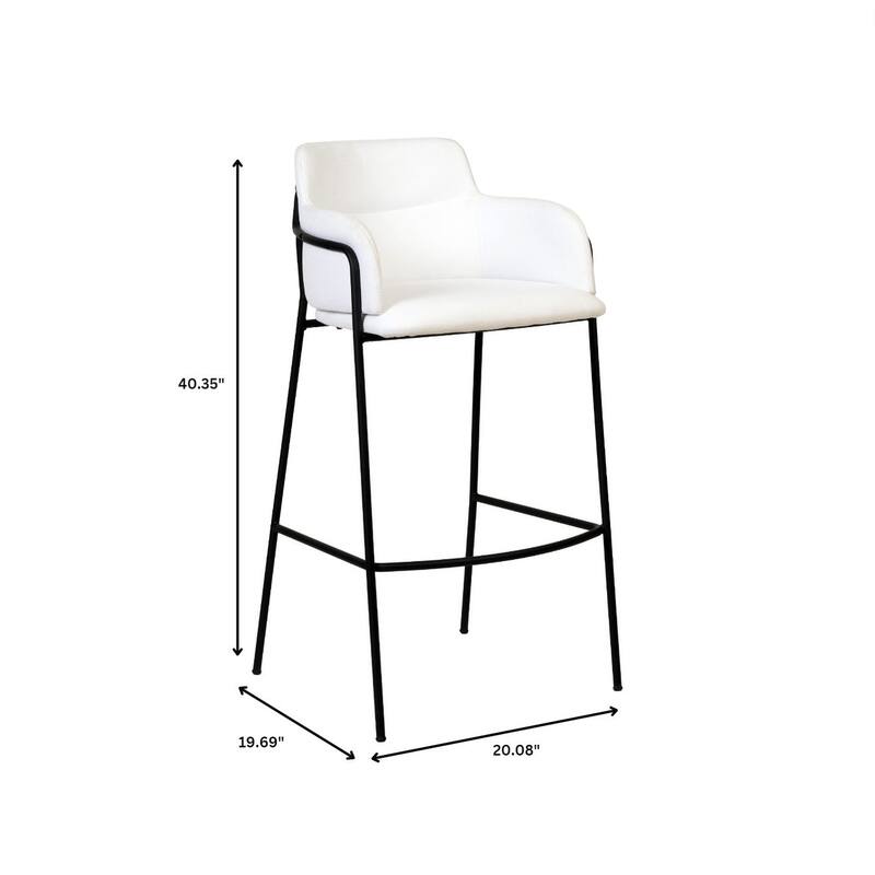 LeisureMod 40" Velvet Upholstered Bar Stool - Counter Height Bar Stool with Stainless-Steel Frame and Footrest for Home Bar