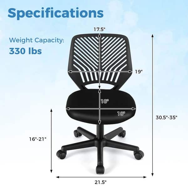 dimension image slide 0 of 4, Costway Height-adjustable Ergonomic Kids Desk Chair with Universal - See Details