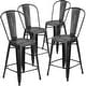 preview thumbnail 21 of 22, Distressed Metal Indoor/ Outdoor 24-inch Counter Stools (Set of 4) Black