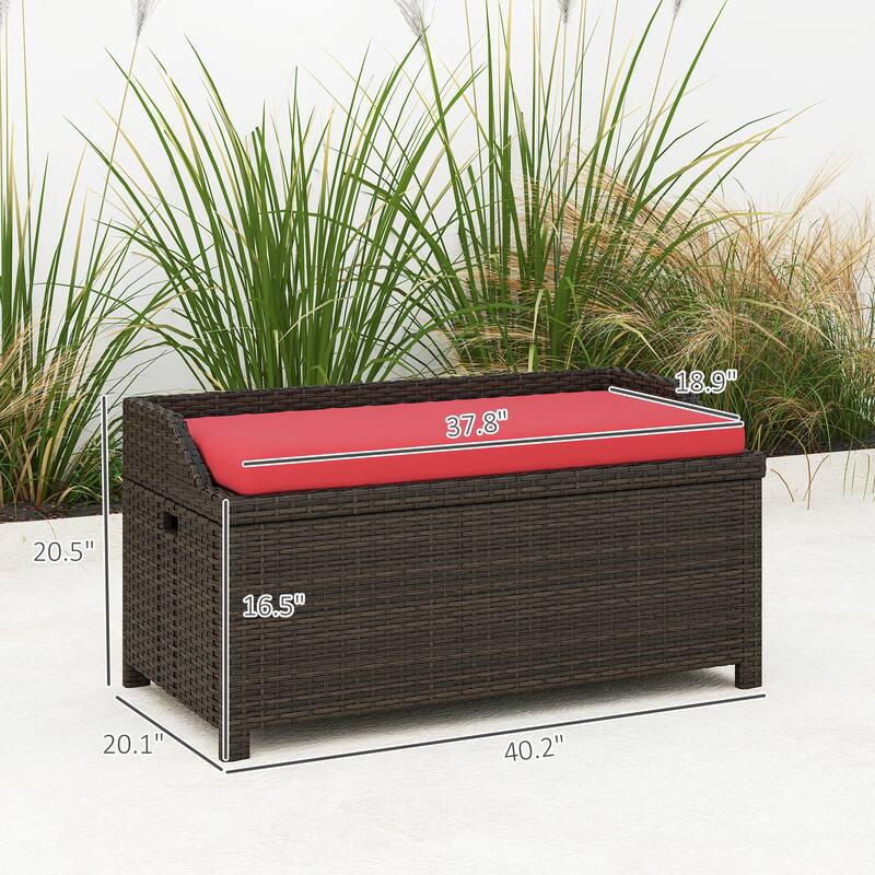 2-in-1 Storage Bench with Plush Cushion, Aluminum Frame & Handles - 40.25" W x 20" D x 20.5" H