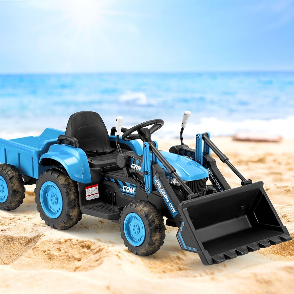 EROMMY Electric Ride-On Excavator Toy with Remote Control, Horn, Lights, Music Player, and Safety Belt