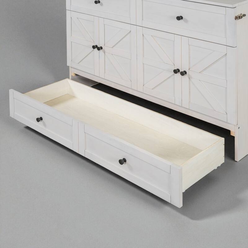 Space-Saving Full/Queen Murphy Bed with Headboard USB Charging Ports and Bottom Storage Drawers