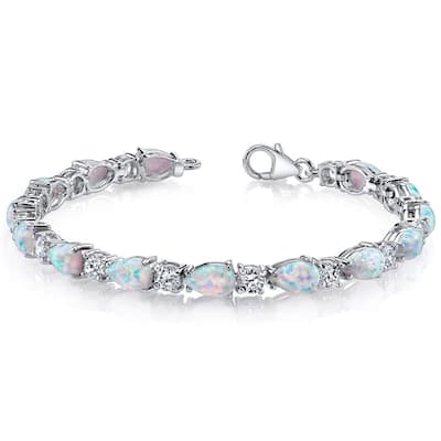 10 ct Opal Tennis Bracelet in Sterling Silver