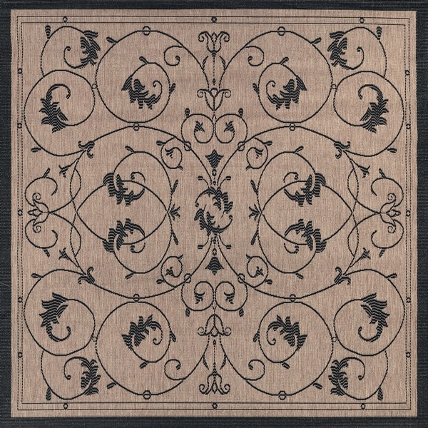 slide 2 of 10, Dream Decor Rugs Pergola Savannah Indoor Outdoor Area Rug 7'6" Square - Brown/Black
