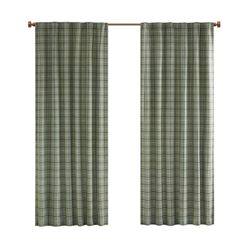 Madison Park Anaheim Plaid Rod Pocket and Back Tab Single Curtain Panel with Fleece Lining