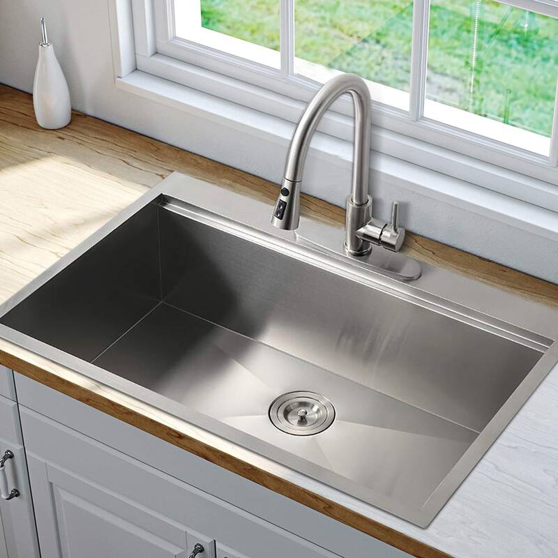 Workstation Drop-In Stainless Steel Kitchen Sink - 30" L x 22" W
