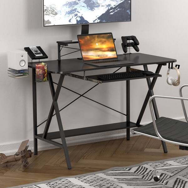 Gaming Desk 32 Inch PC Computer Desk, Home Office Desk Table Gamer  Workstation, Simple Game Table, Black