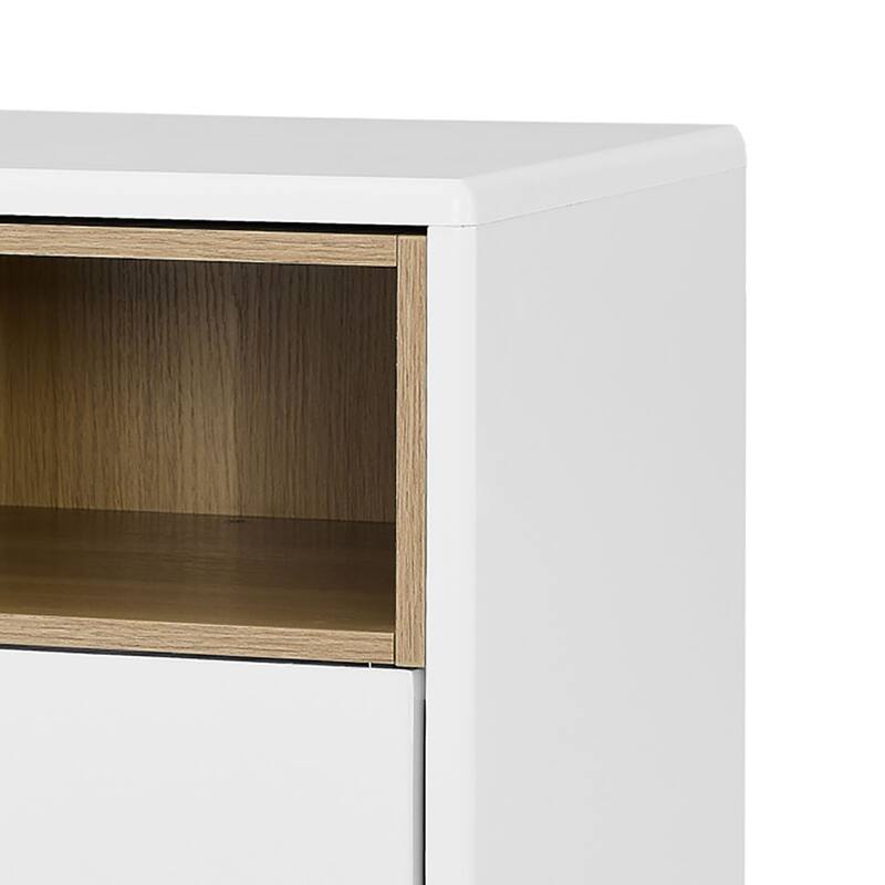 Modern Stylish Freestanding Nightstand with Leather Handle