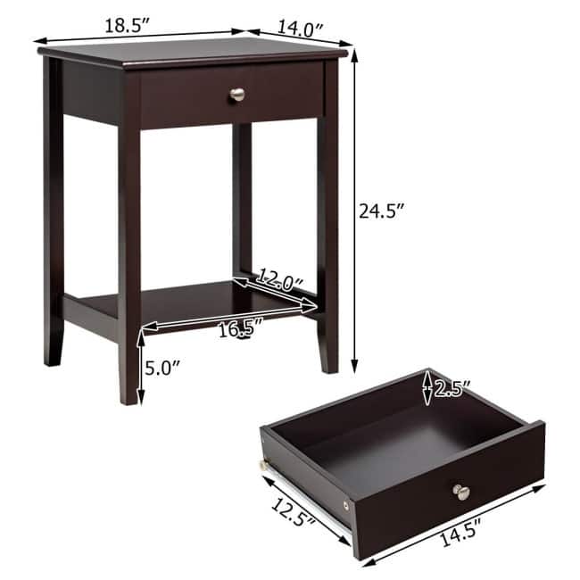 Wooden Nightstand End Table Storage Display