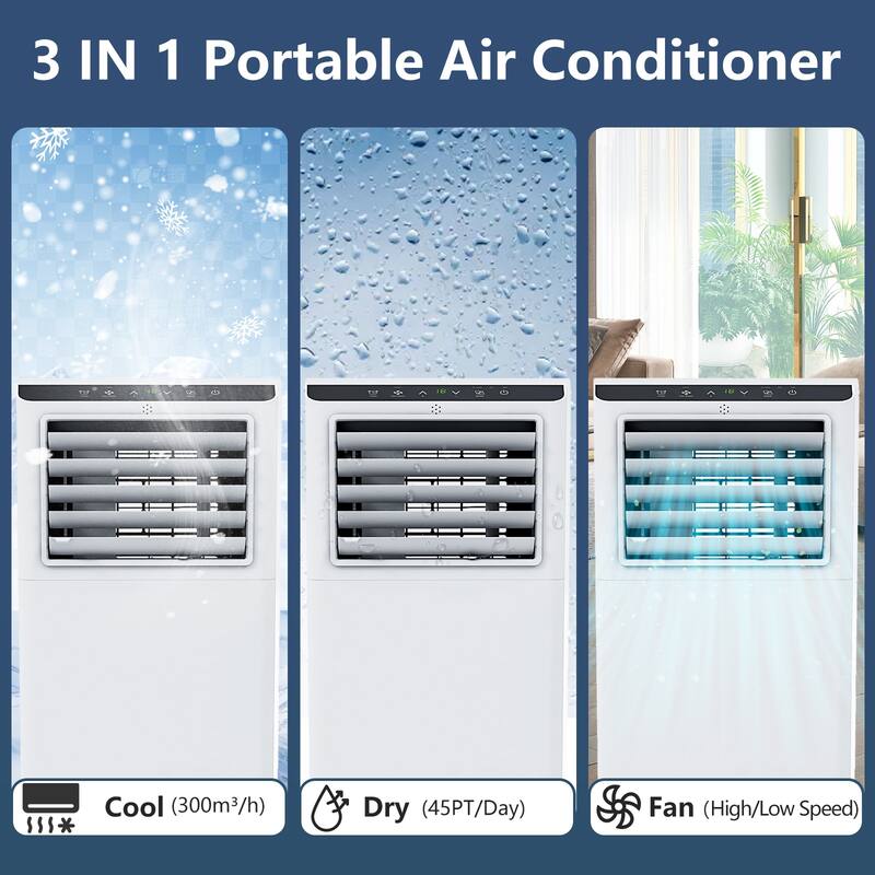 8000 BTU Portable Air Conditioners, Room up to 350 Sq. Ft, with Remote Control