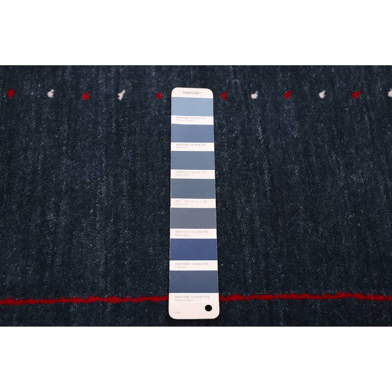 ECARPETGALLERY Hand Loomed Kashkuli Gabbeh Navy Wool Rug - 4'11 x 7'10