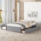 preview thumbnail 3 of 16, Simple Platform Bed Full Size Wood Bed Frame with Twin Trundle and 2 Drawers Suit for Kids Bedroom, No Box Spring Needed Grey