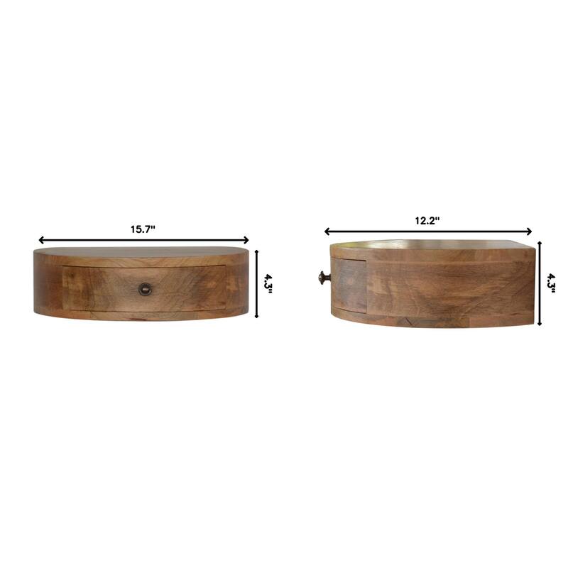 Solid Wood Wall-Mounted Rounded Nightstand