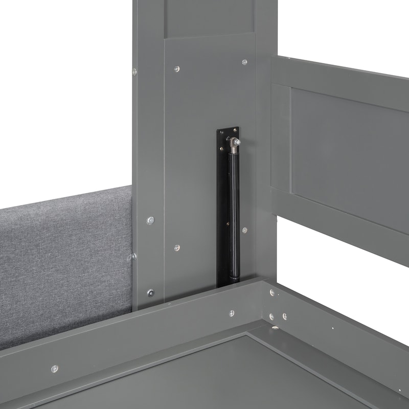 Grey Murphy Bed Queen Size Sofa Murphy Bed with Cushion, Multifunctional Space-Saving Solution Wall Bed for Studio Home Office