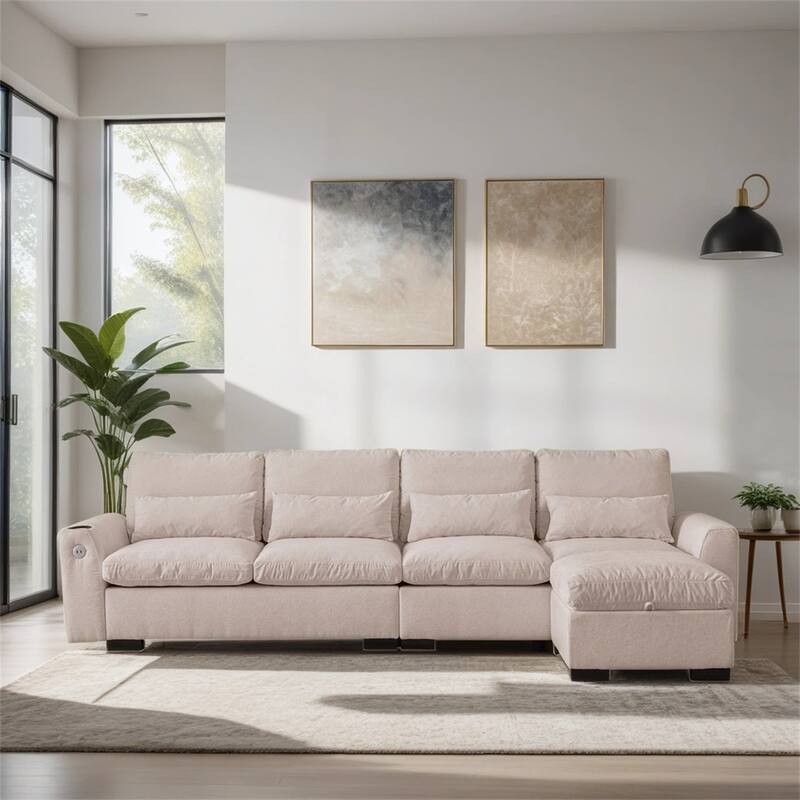 Sectional leather L-Shaped Sofa Couch with Reversible Chaise Lounge