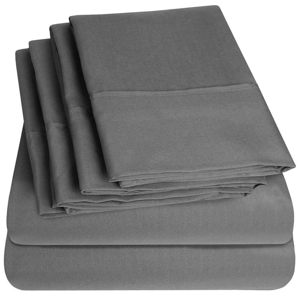 6pc Queen Size Bed Sheets 1500 Supreme Fine Brushed Microfiber Grey Bed Bath & Beyond 40146027
