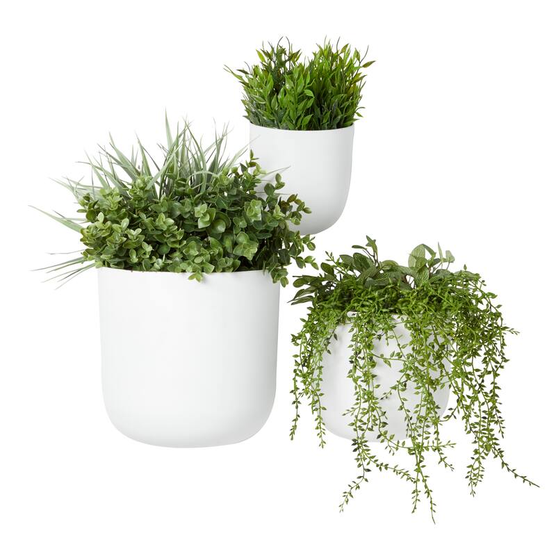 Metal Indoor Outdoor Floating Wall Planter - Set of 3 Gold, Silver, Black, White - Roche River Decor