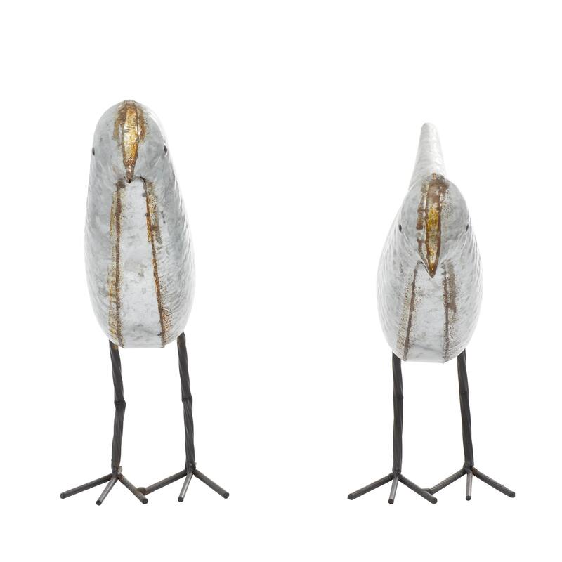 Metal Bird Sculpture - Set of 2 Gray - Roche River Decor