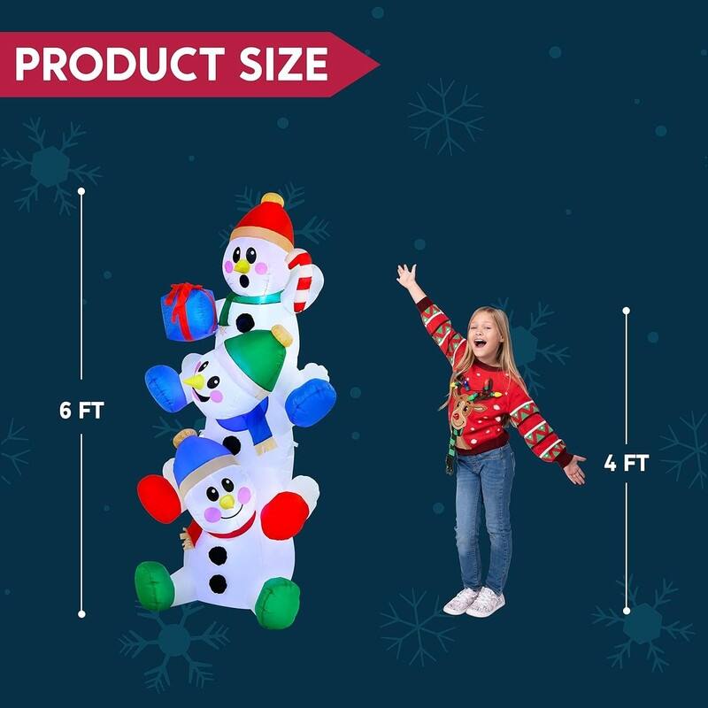 Joyfy 6-ft Christmas Stacked Snowman Inflatable - Multicolor