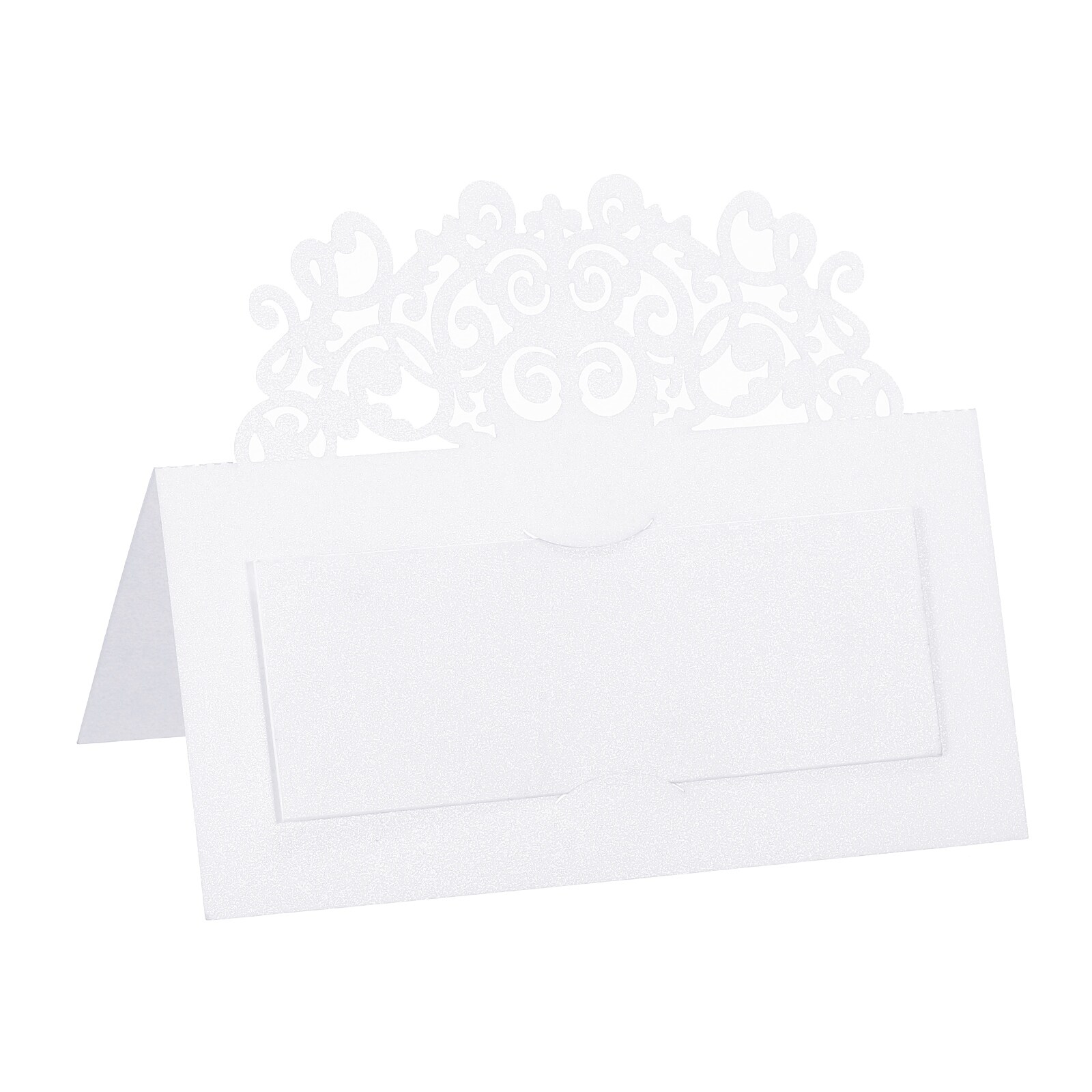 Table Name Place Cards,25Pcs Hollow Lace Cut Design Seat Blank Card, White  - - 36800866