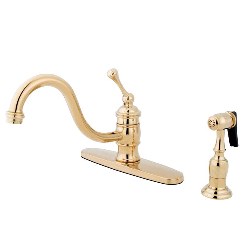 Kingston Brass Vintage Centerset Kitchen Faucet with Metal Lever - Polished Brass