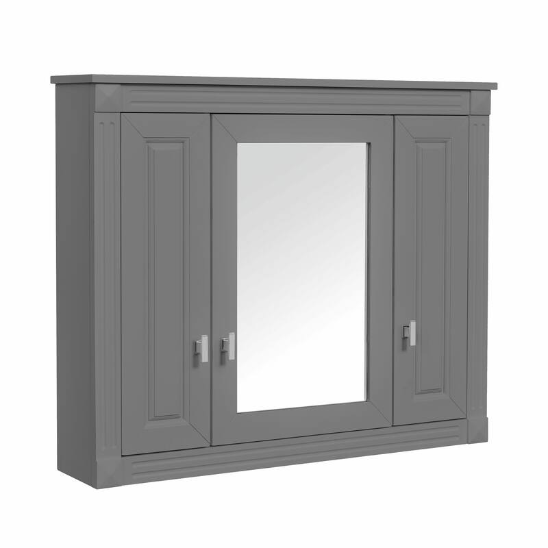 Wall-Mounted Medicine Cabinet with 4 Shelves, Mirrored Door Over-Toilet Storage