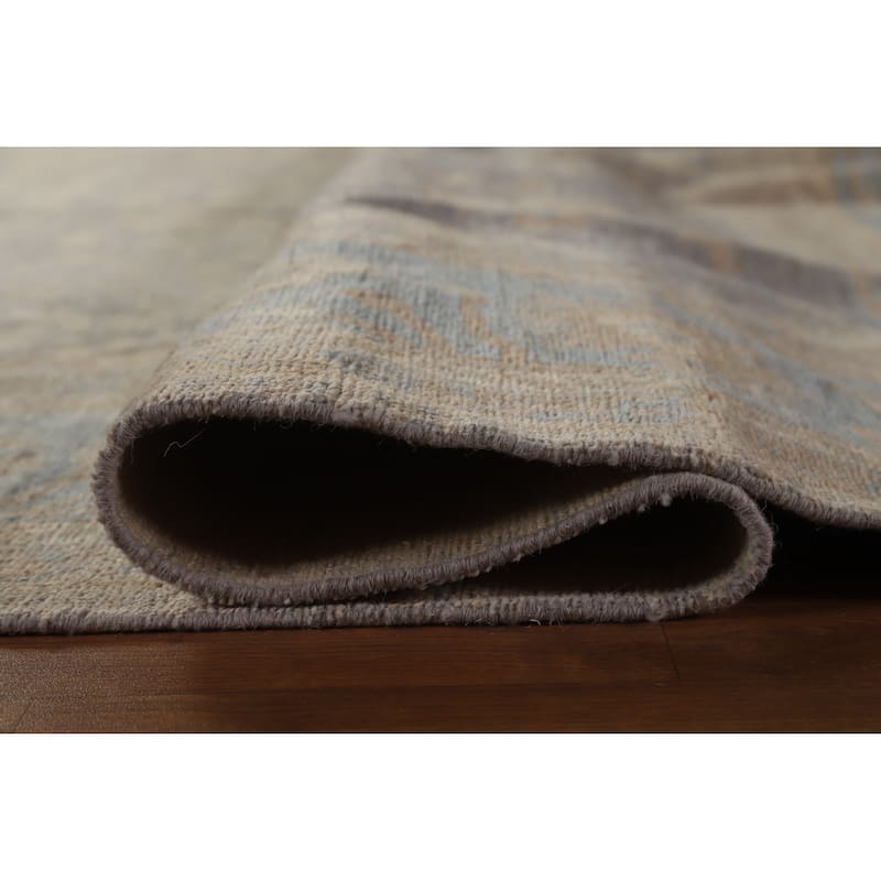 Hand Knotted Oriental 100% Wool Carpet Transitional All-Over Greys & Charcoal Oushak Area Rug - 12' 2'' X 8' 10''