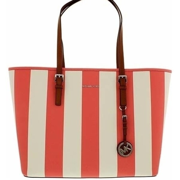 michael kors red and white striped bag